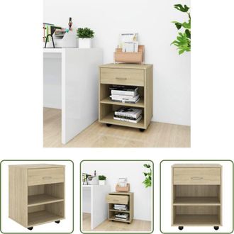 vidaXL Mobiletto in legno - Mobiletto con Ruote Rovere Sonoma 46x36x59 cm Legno Multistrato