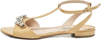 Miu Miu Platte sandalen verfraaid met kristallen - Beige