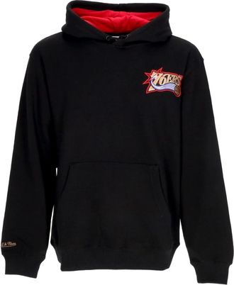 Mitchell & Ness Premium Fleece Vintage Logo Hoodie Allen Iverson Phi 76e - Heren - Sportshirts - Zwart - M - Katoen - Fitness