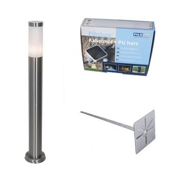 QAZQA Qazqa Moderno L&aacute;mpara De Poste Moderna Para Exteriores De Acero Con Opalino 80 Cm Ip44 - Rox Acero /pl&aacute;stico Alargada Adecuado Para Led Max. 1 X 20 Wa