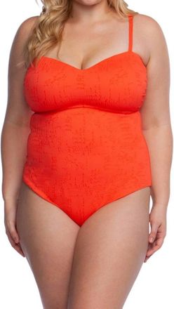 Lucky Brand Sweetheart Neck Lace Up One Piece Swimsuit - Plus In Doheny