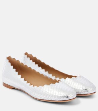 Chloé Chloé Lauren croc-effect leather ballet flats