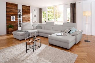 HOME AFFAIRE Wohnlandschaft »Mauritius U-Form« mit Kopfteil- und Armlehnverstellung, wahlweise mit Bettfunktion