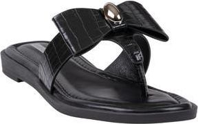 Good Choice Shoes Alba Bow Flat Slide Sandal in Black at Nordstrom Rack, Size 7.5