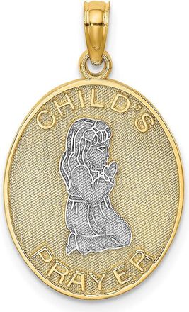 Diamond2Deal 14k Yellow Gold Rhodium Reversible CHILDS PRAYER Girl Charm