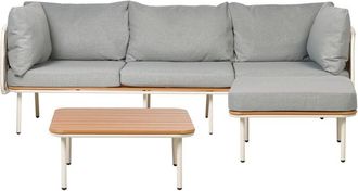 Beliani Garden Lounge Set with Table and Ottoman 3 Seater SENISE Metal Grey