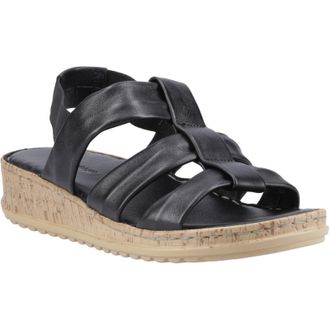 Hush Puppies Eden Wide Fit Leather Womens Black Sandals - Size UK 7