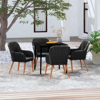 vidaXL Juego De Comedor De Jard&iacute;n 5 Piezas Con Cojines Negro Vidaxl