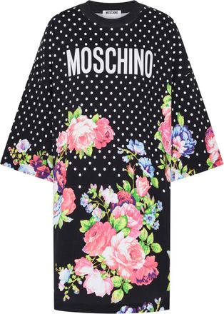Moschino Jurk met stippen en kwartmouwen - Zwart