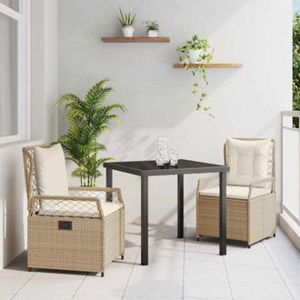 vidaXL Conjunto De Comedor De Jard&iacute;n 3 Pcs Beige Rat&aacute;n Sint&eacute;tico Vidaxl