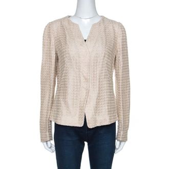 Armani Beige Lace Overlay Detail Jacket