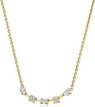 Ross-Simons Multi-Shaped Lab-Grown Diamond Curved Bar Necklace in 18kt Gold Over Sterling