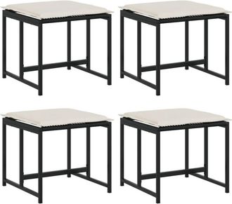 vidaXL Vidaxl - Taburetes de jardín con cojines 4 uds ratán sintético negro