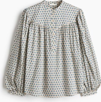 H&M Oversized Bluse - Hellbeige/Gemustert