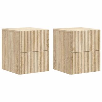 vidaXL Mesita De Noche De Pared 2 Pcs Roble Sonoma 33 X 34,5 X 40 Cm Vidaxl
