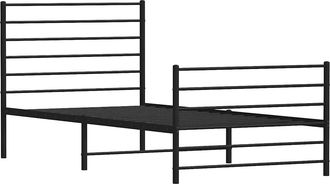 vidaXL Estructura Cama Sin Colch&oacute;n Con Estribo Metal Negro 100x200 Cm Vidaxl