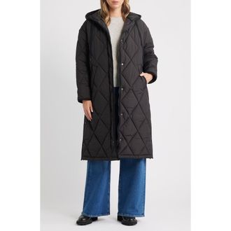 Bernardo Bren Quilted Puffer Coat in Black at Nordstrom Rack, Size Large