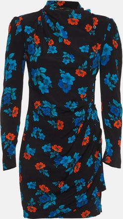 Maje Black Floral Printed Crepe Mini Dress