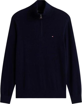 Tommy Hilfiger Hoodies & sweatvesten, Heren, Blauw, XL, Katoen, Sweatshirt met rits van katoen en kasjmier