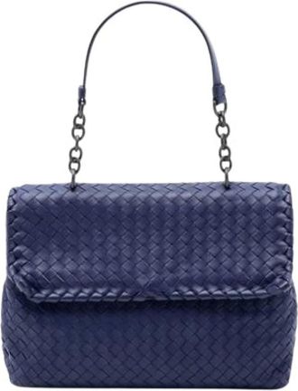 Bottega Veneta Pre-owned Shoulder Bags, female, Blue, Size: ONE SIZE Pre-owned Woven Shoulder Bag