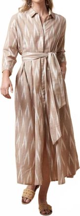 Guadalupe Design Luciana Ikat Midi Dress In Khaki