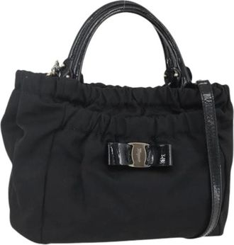 Ferragamo Pre-owned Handbags, female, Black, Size: ONE SIZE Pre-owned Nylon Handbag