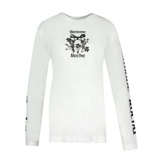 Simone Rocha Womens Logo-Graphic Print Cotton T-Shirt White