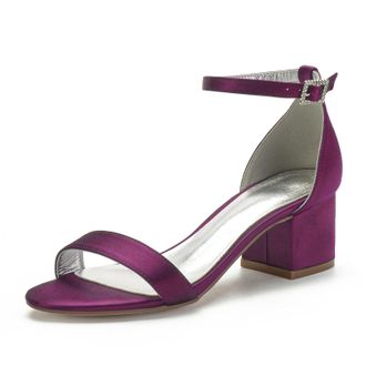 Miyoopark Comfortable Wedding Shoes for Women Block Low Heel Evening Sandals M534 Purple UK 4.5