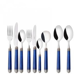 Bugatti Dorico Ghiera Argento Anticato, Posate Set 44 Pz, Scatola Gallery, Casa Bugatti - Colore: Blu