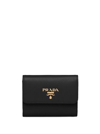 Prada logo plaque wallet - women - Calf Leather - One Size - Black