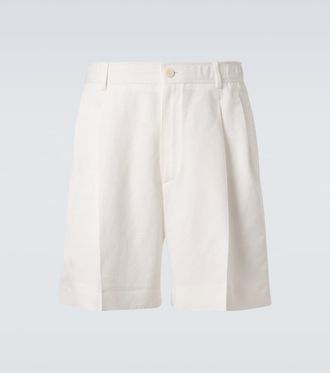 Brioni Pleated linen and cotton shorts