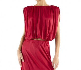 Ramy Brook Brian Jersey Ruched Top In Scarlet Red