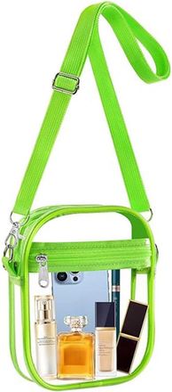 Generic Clear Crystal Crossbody Bag for Women, Transparent Stadium Approved Bag Purse Wallet with Front Pockets for Sports Concerts Festival (L Green)