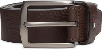 Tommy Hilfiger Lederg&uuml;rtel TOMMY HILFIGER DENTON 3.5 cm breit, Herren, Gr. 11,5, coffee bean, Web, Rindsleder, G&uuml;rtel Lederg&uuml;rtel, Gr&ouml;ssenverstellbar