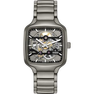Rado True Square Skeleton Automatic Ceramic Bracelet Watch, 38mm in Gray at Nordstrom