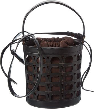 Ferragamo Ferragamo Gancini Leather & Suede Bucket Bag