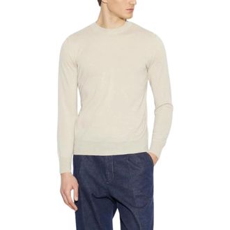 Paolo Pecora Round-neck Knitwear, male, White, Size: XL Maglia Girocollo