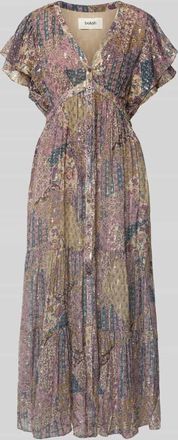 BA&SH Midikleid aus Viskose-Mix mit Volant&auml;rmeln Modell PARETA in Rose, Gr&ouml;&szlig;e 34