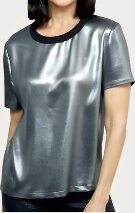 Elliott Lauren Metallic Sheer T-Shirt In Silver