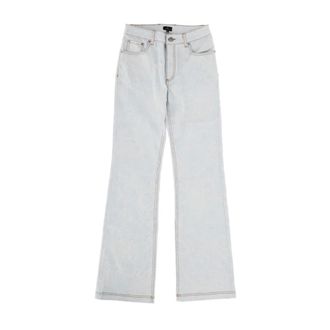 Etro Etro, Wide Jeans, female, Gray, Size: W28 Logo-Patch Jeans