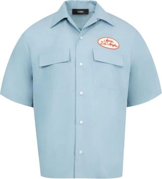 Amiri Station patch-pocket bowling shirt - Blue