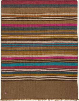 Anderson & Sheppard Mens Handwoven Multi-Stripe Cashmere Scarf