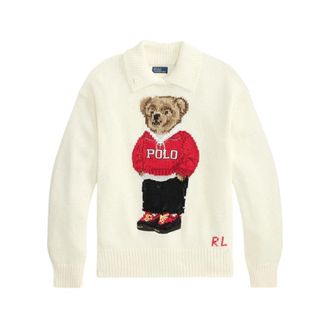 Ralph Lauren Truien & Vesten, Dames, Beige, S, Katoen, Polo Bear Linnen-Katoen Trui