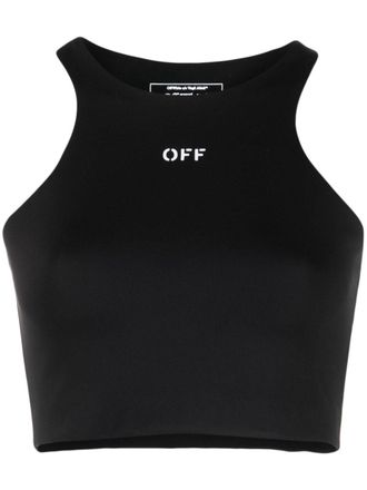 Off-white Canotta crop con stampa - Nero