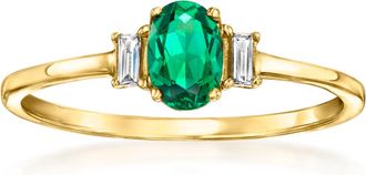 RS Pure by Ross-Simons Lab-Grown Emerald Ring With Lab-Grown Diamonds in 18kt Gold Over Sterling