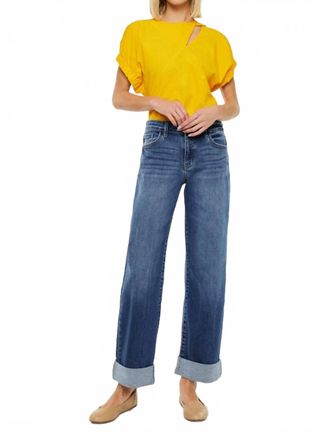 Kancan Ivanna Essentials High Rise Wide Leg Jeans In Medium Blue