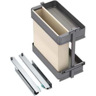 Emuca Emuca Carrello estraibile con cestelli e portapane Harmony con chiusura soft, Modulo larghezza 300mm altezza 700mm, Acciaio e Legno, Grigio antracite