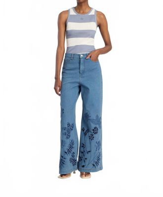 Munthe Floral Cotton Wide Leg Jeans In Blue