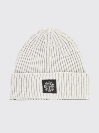 Stone Island Ribbed RWS Virgin Wool Beanie Hat with Compass Logo Patch