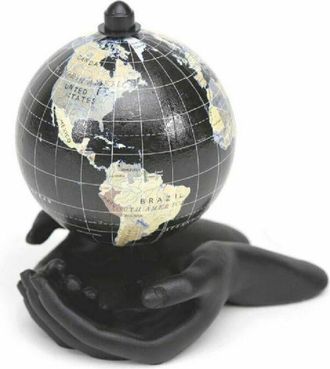 Trade Shop Trade Shop - Globo Terrestre Mappamondo In Metallo Mani Nere Decorazione Casa Ufficio 210087